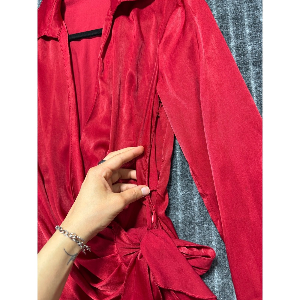 Superdown Mini Dress Sz M Satin Wrap Side Tie Cocktail Party Romantic - Picture 2 of 5